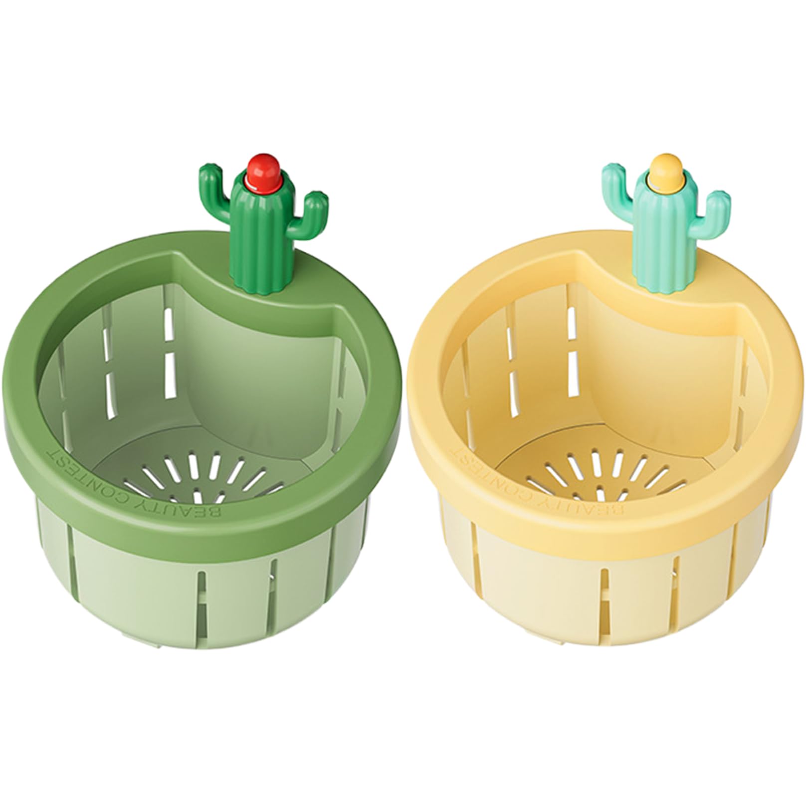 Faroby Cactus Sink Strainer, 2PCS Plastic Cactus Sink Filter, Press Automatic Dumping Kitchen Drainer, Kitchen Strainer Basket