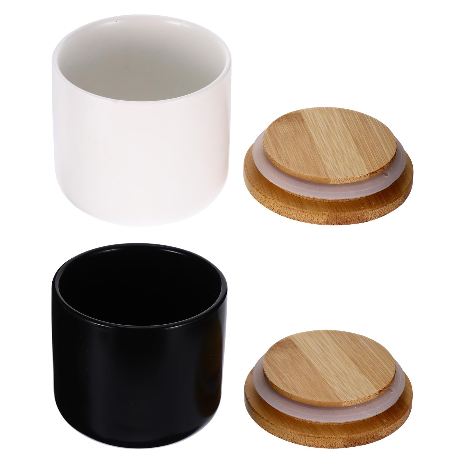 Barattoli in Ceramica Bianca 2 Pezzi per Conservazione Ermetica di Tè e Alimenti Secchi, Pratici, Portatili e Multiuso per Cucina e Dispensa