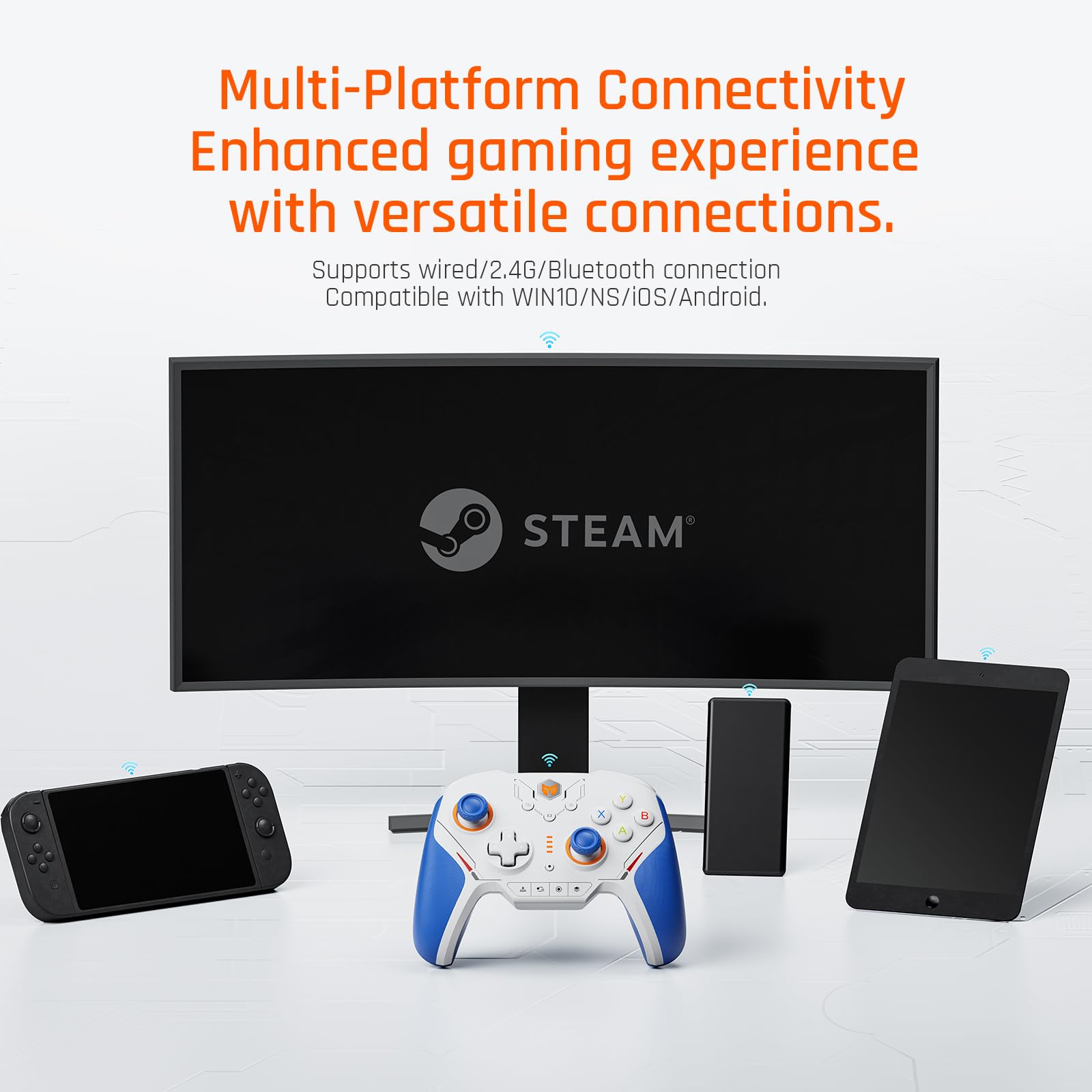 BIGBIG WON Controller Wireless BLITZ2, 16 Tasti Meccanici Micro Switch, 2000Hz Frequenza di Polling, Joystick Elettromagnetici TMR, per PC/Switch/iOS/Android