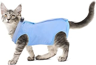 cobee Professional Cat Suit for Abdominal Wounds or Skin Diseases Kitten Surgery Recovery Suit Alternative for Dogs and Cats After Surgery (Size S, Blue)