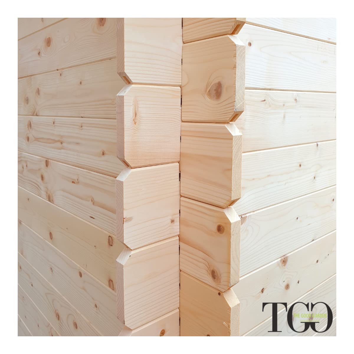 Casetta in legno da giardino Carlotta 3x3 m con porta doppia finestrata, block house in abete naturale, senza pavimento, made in Italy