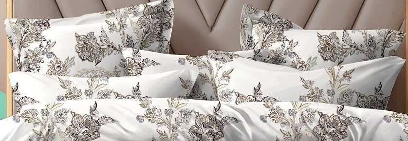 Image of 300 TC Premium Cotton Single Bed Duvet Cover with Zipper |King Size Reversible Rajai Cover for Comforters|Dohars|Blanket|Warm Stuff|90x60 Inches|Ivory Paisley|ASS79