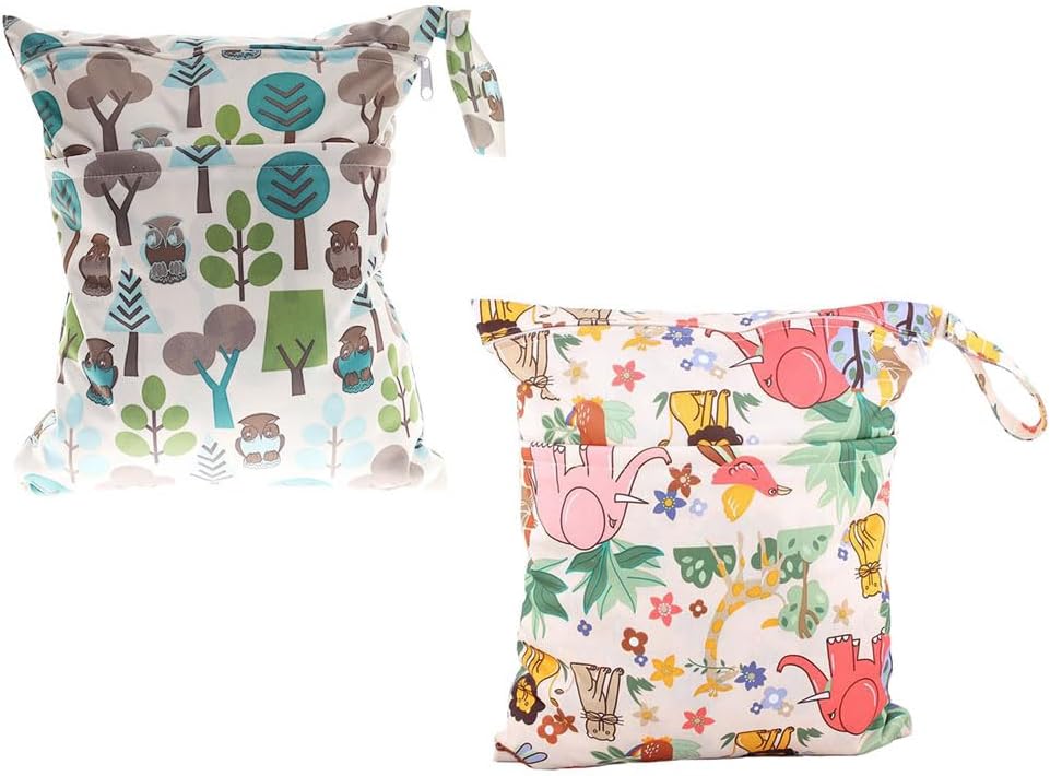 JZS Wet Dry Bag, Breast Pump Parts Waterproof Reusable Bags with Two Zippered Pockets Heart Cactus Wet Bag for Cloth Diapers