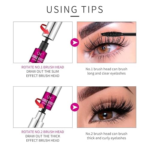 2 Pcs Thrive Vibely Mascara 5X Longer Waterproof Superstrong And Long-Lasting No Clumping 4D 2 In 1 Lash Cosmetics For Natural Lengthening And Thickening Effect, Create Beauty Charming Eye Make Up #TOP2