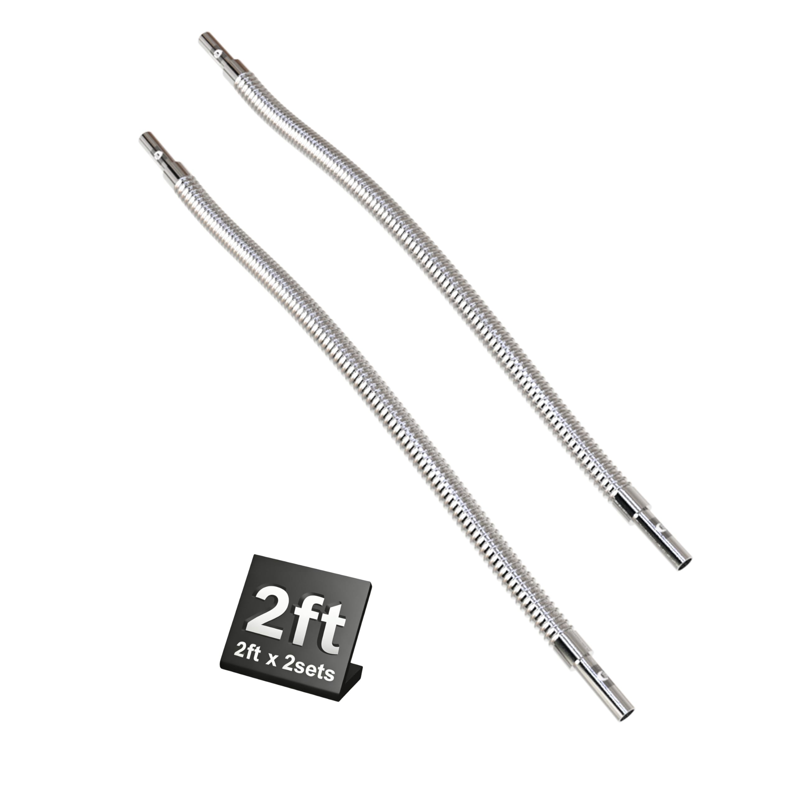 1/4" OD tube weldable end, small Size Bellow Hose fit swagelok Compression Fittings (tube ending = 1/4", end to end length = 2 feet / 2ft, Pack of 2pcs)