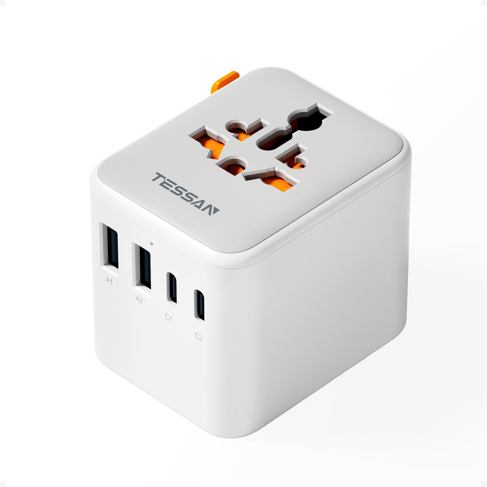 TESSAN Adattatore Universale da Viaggio con 2 USB C e 2 USB A, Presa per Spina Internazionale