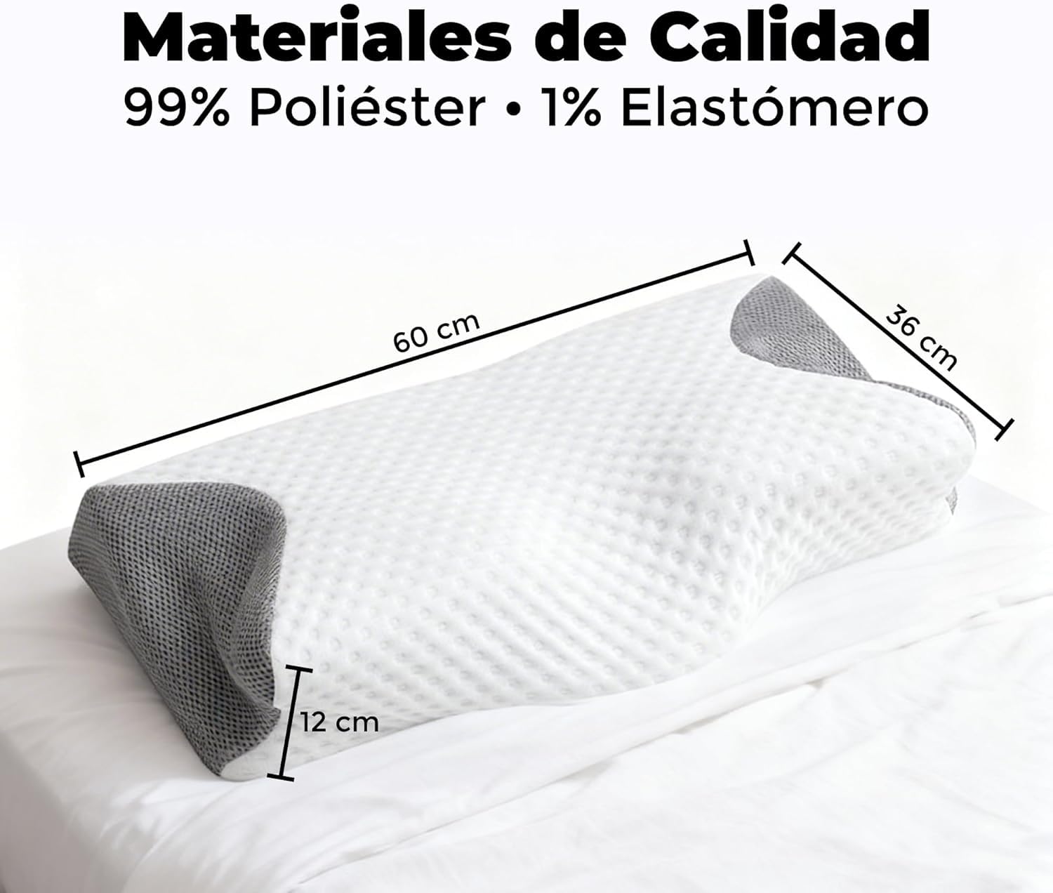 Almohada Cervical Viscoelástica Multipostural Ergonómica con Carbono Funda Transpirable Desenfundable Soporte para Cuello Hombros y Cabeza Descanso para Dormir Boca Arriba Lado y A