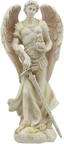 Gifts & Decors Ebros - Estatua de Arcángel Jehudiel con acabado marfil de 5 pulgadas de alto, figura coleccionable de patrón angelical de todos los
