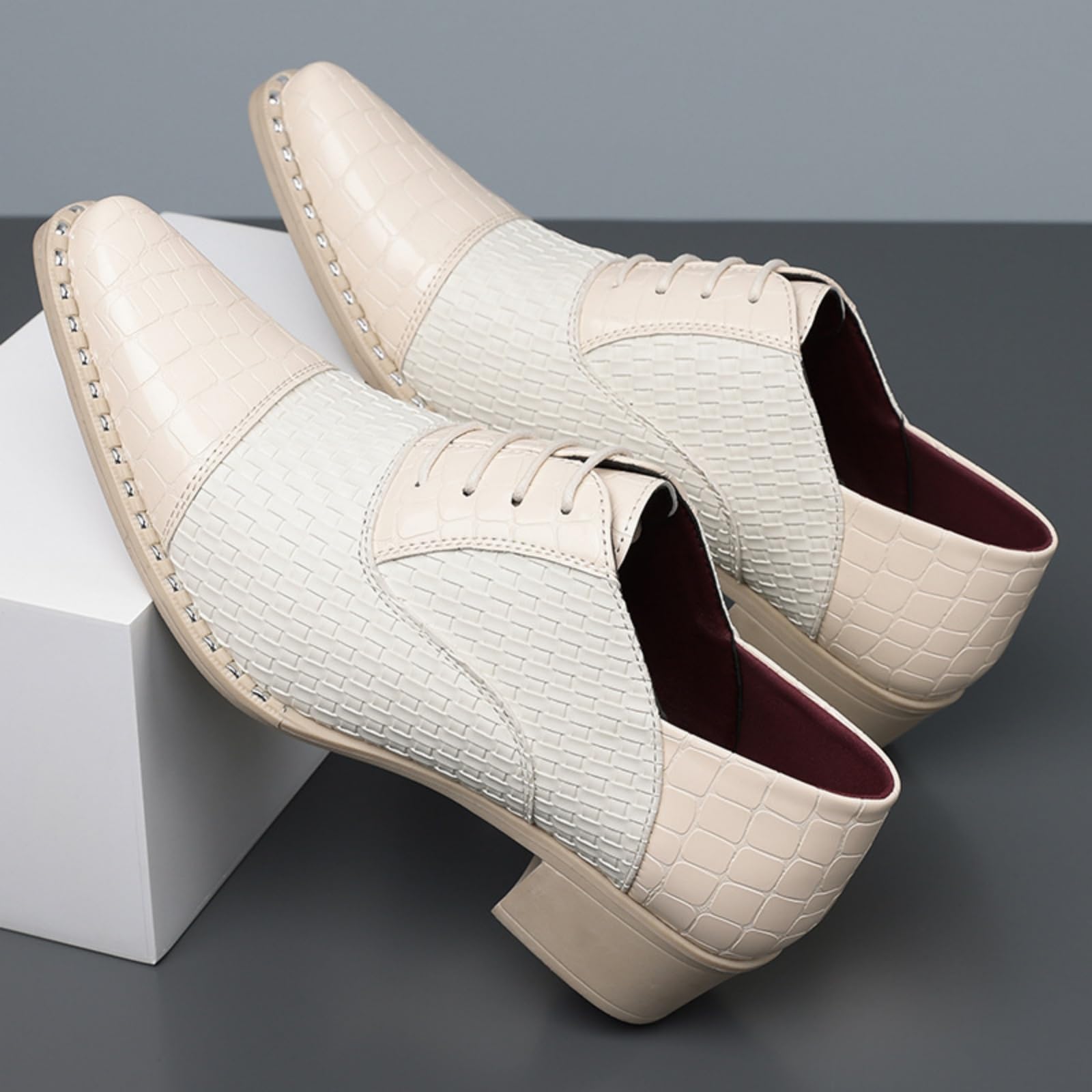 Scarpe Eleganti Uomo Intrecciate Scarpe Stringate Oxford Pelle | Punta Punta Tacco Largo, Scarpe Da Cerimonia Lavoro, Brogue Classico Moderno, Per Feste E Balli Da Sala
