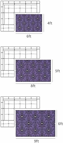 Miniatura 2 de Outdoor Rugs, Waterproof Indoor Carpet, Happy Halloween Purple Black Skull Patten 4'x6' Outside Area Rug for Patios RV Camping Beach Floor Mat for