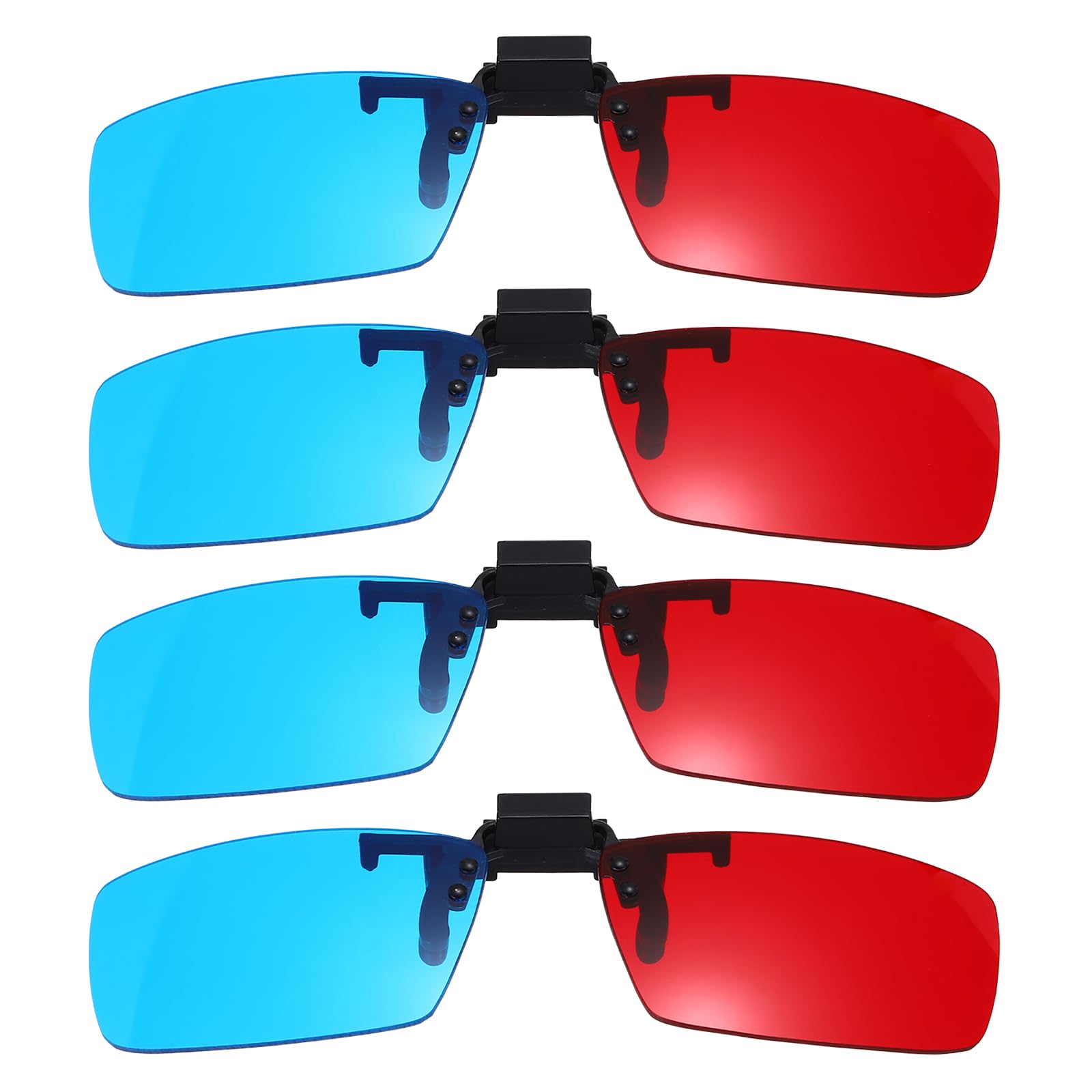 QUARKZMAN 4 Pezzi Occhiali 3D A Clip Rosso Blu/Ciano, Occhiali 3D Anaglifici A Clip Cornice Quadrata Per Cinema Giochi TV Foto Proiettore