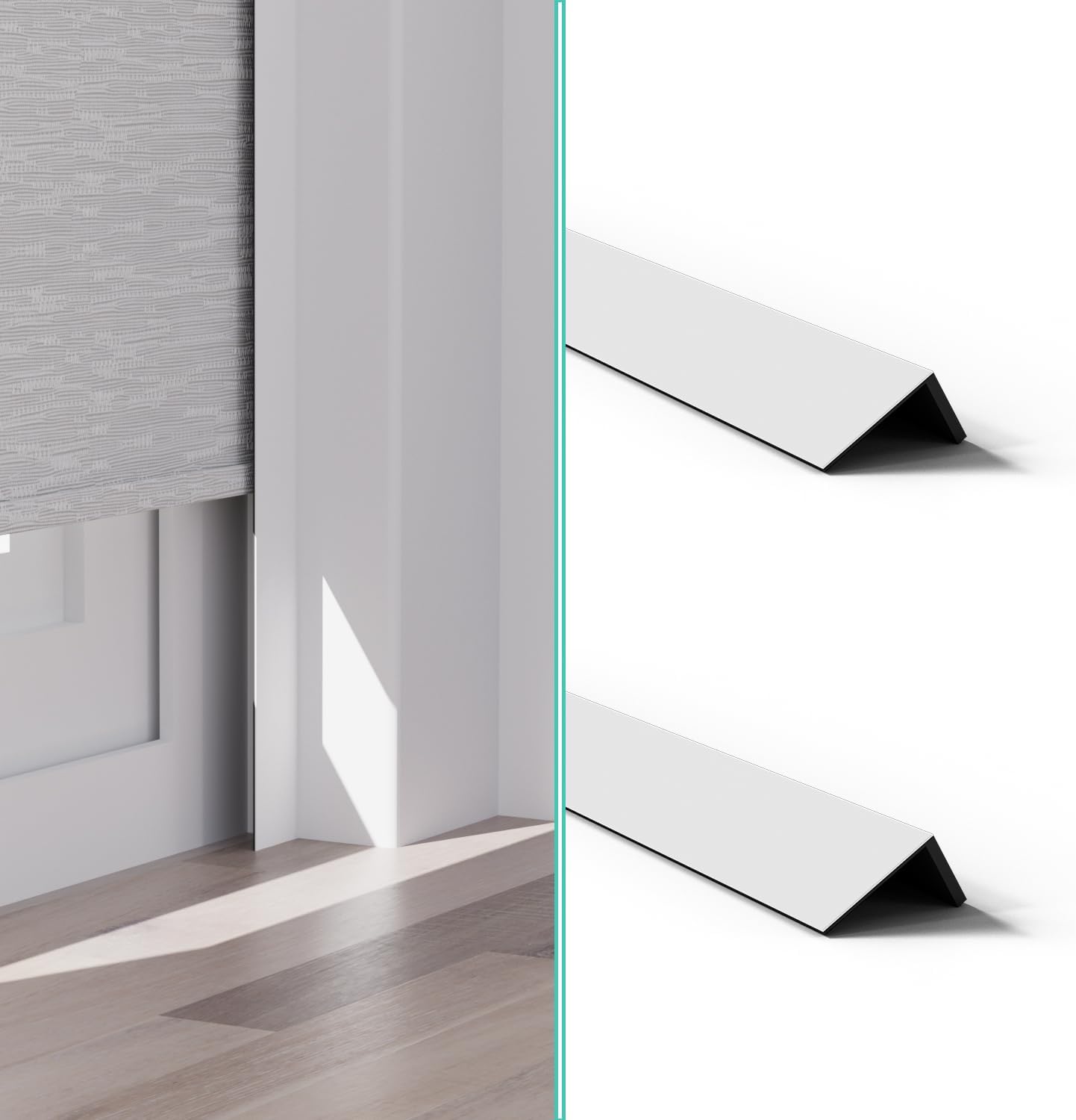 100% Blackout PVC Light Blocking Strips for Window Shades and Blinds, Block Light Along The Sides of Blackout Blinds, Easy to Install, White 2pc