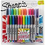 Sharpie Color Burst Permanent Markers, Ultra-Fine Point, Assorted Colors, Pack of 24