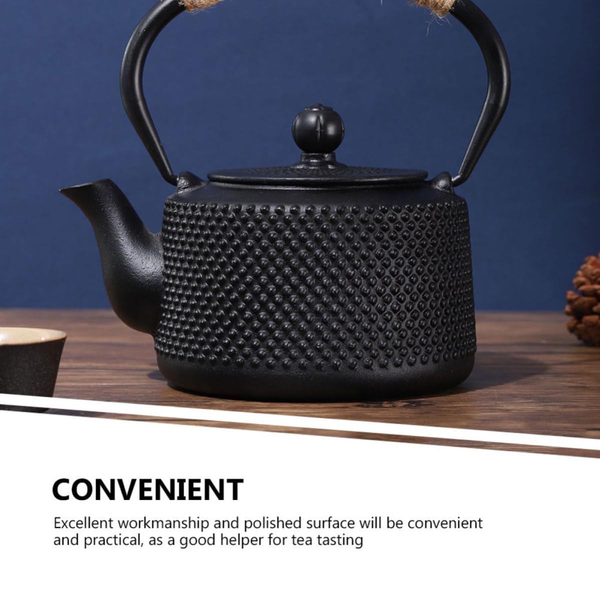 VICASKY Tetera de Hierro Fundido Japonesa de 900ml Infusor para Hojas Sueltas, Diseño Clásico Retro, Tamaño Pequeño, Adecuado para Oficinas y Hoteles