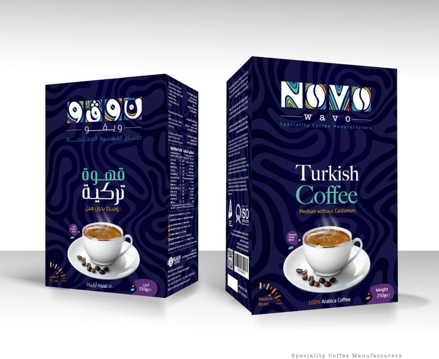NOVO Wavo Premium Turkish Coffee, Gourmet, Arabica Beans, Roasted Ground, Rich Aroma, Fresh, Medium to Heavy-bodied, Finely Ground, Roast With Cardamom, Original Taste (8.8 OZ / 250 Gr)