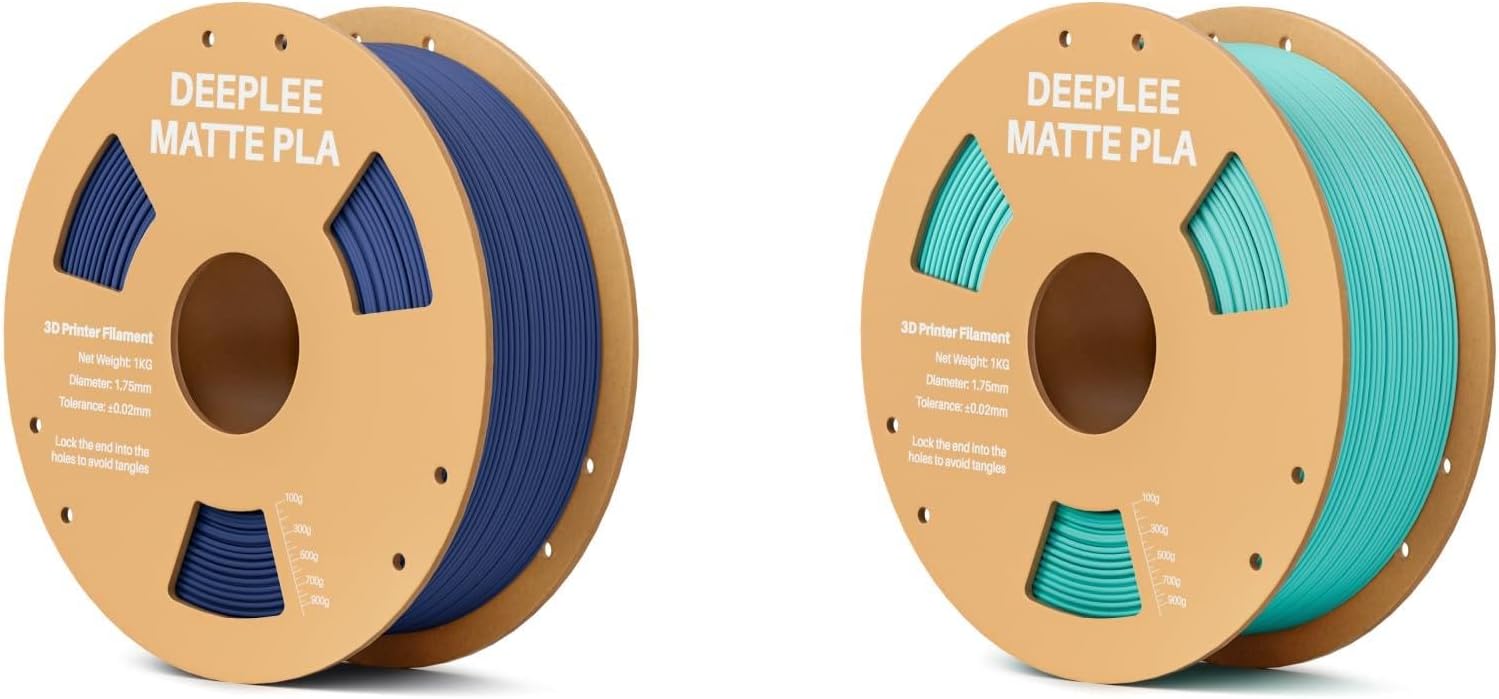 DEEPLEE Matte PLA Filament 1.75mm, 3D Printer Filament Dimensional Accuracy +/- 0.02mm, 1kg Navy Blue and 1kg Teal Green