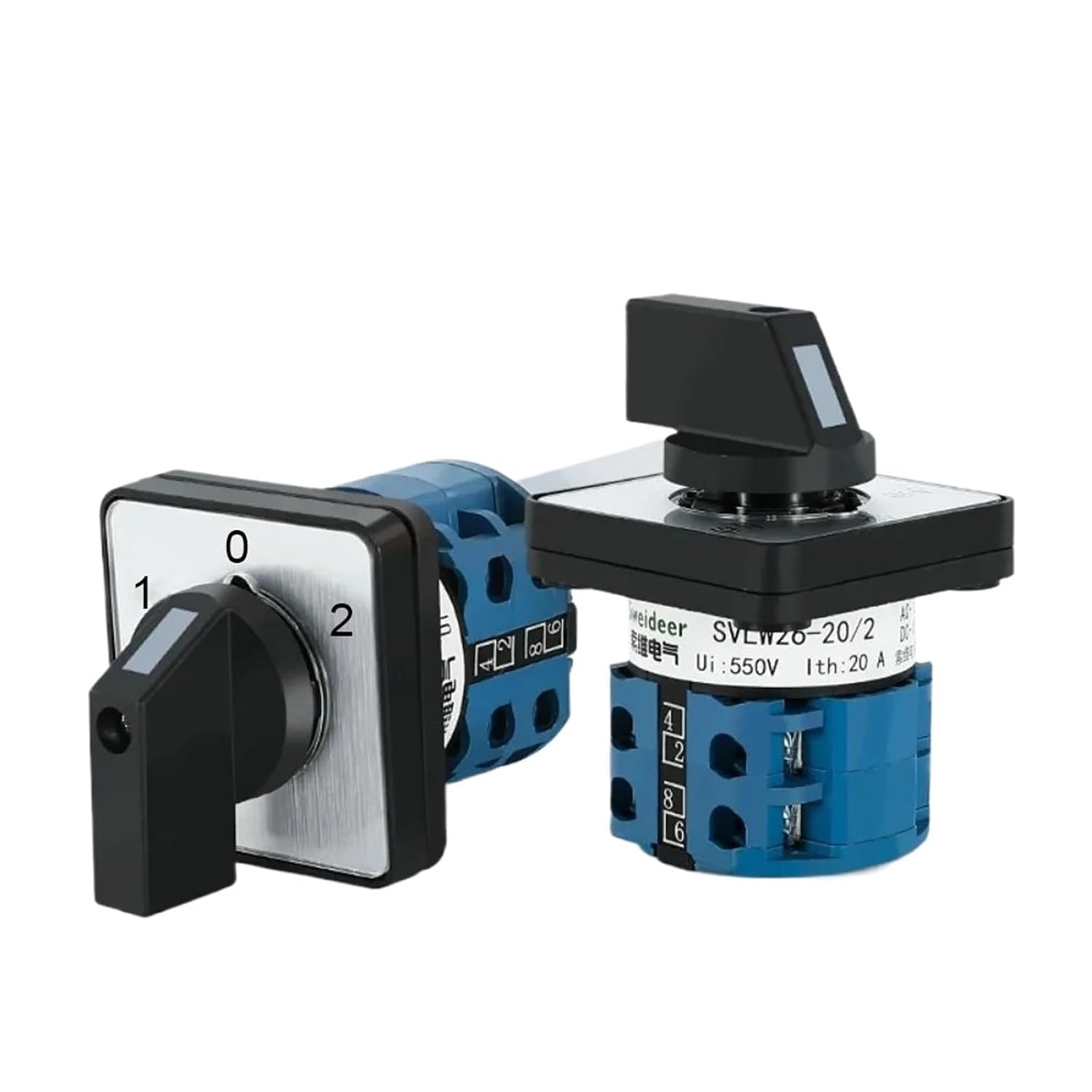 1p Rotary Cam Switch LW26-20 LW26-25 Electric 2/3 Position Silver Contact 20A 25A 1/2/3/4/5poles Cam Switch with Screw(20A 8 Pole 1-0-2)