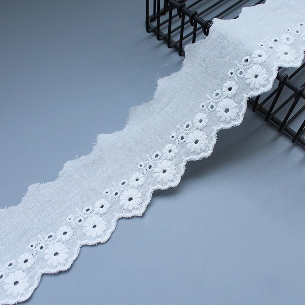 Ruban en dentelle de coton vintage 5,5cm pour mercerie fine et création haut de gamme