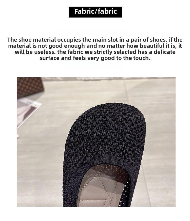 Women's Ballet Flats, Wide Toe Box Knit Flats for Women，Comfortable Slip On Dressy Travel Work Business Office Shoes for Women4