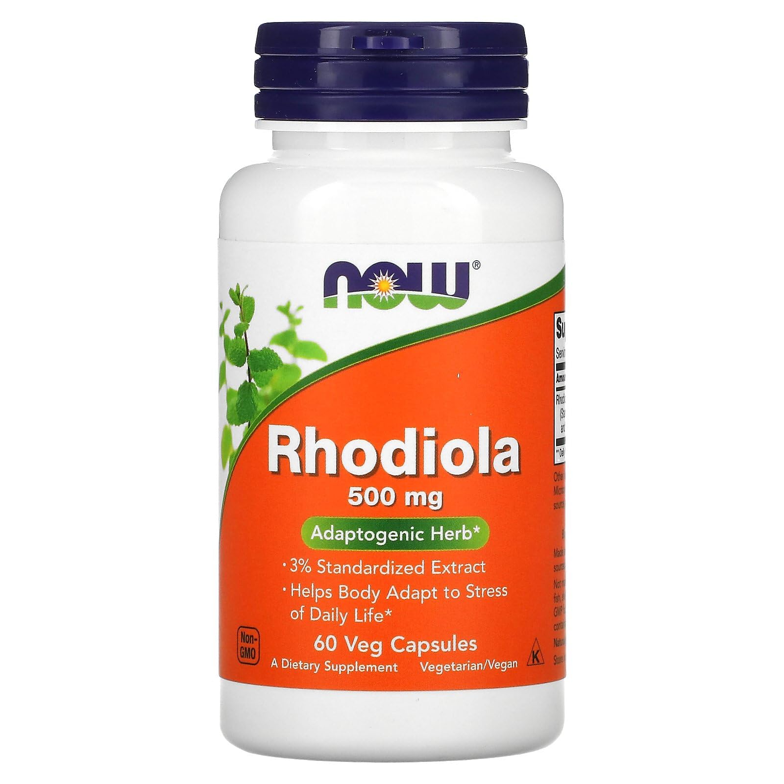 NOW FOODS Rhodiola 500MG 3PCT Extract60 VCAP, 60 CT
