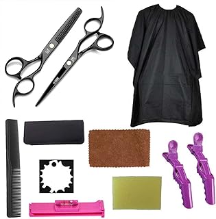 Tesoura de barbeiro de 6 polegadas tesoura de cabeleireiro profissional preto cabeleireiro corte de cabelo e tesoura de desbaste conjunto de cabelo pessoal para casa franja tesoura ferramentas especiais