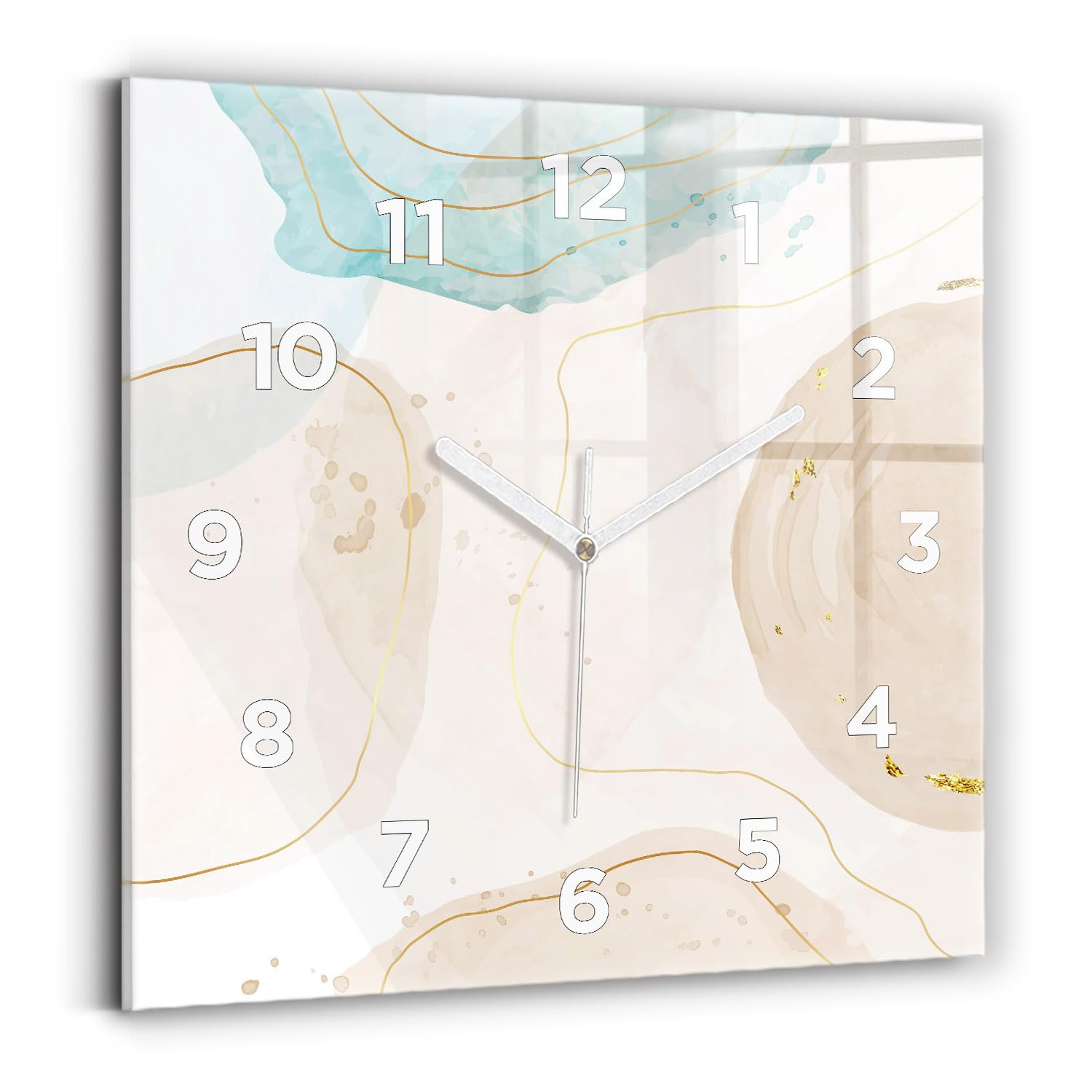 Horloge numérique silencieuse Wallfluent 30x30 cm à aiguilles blanches