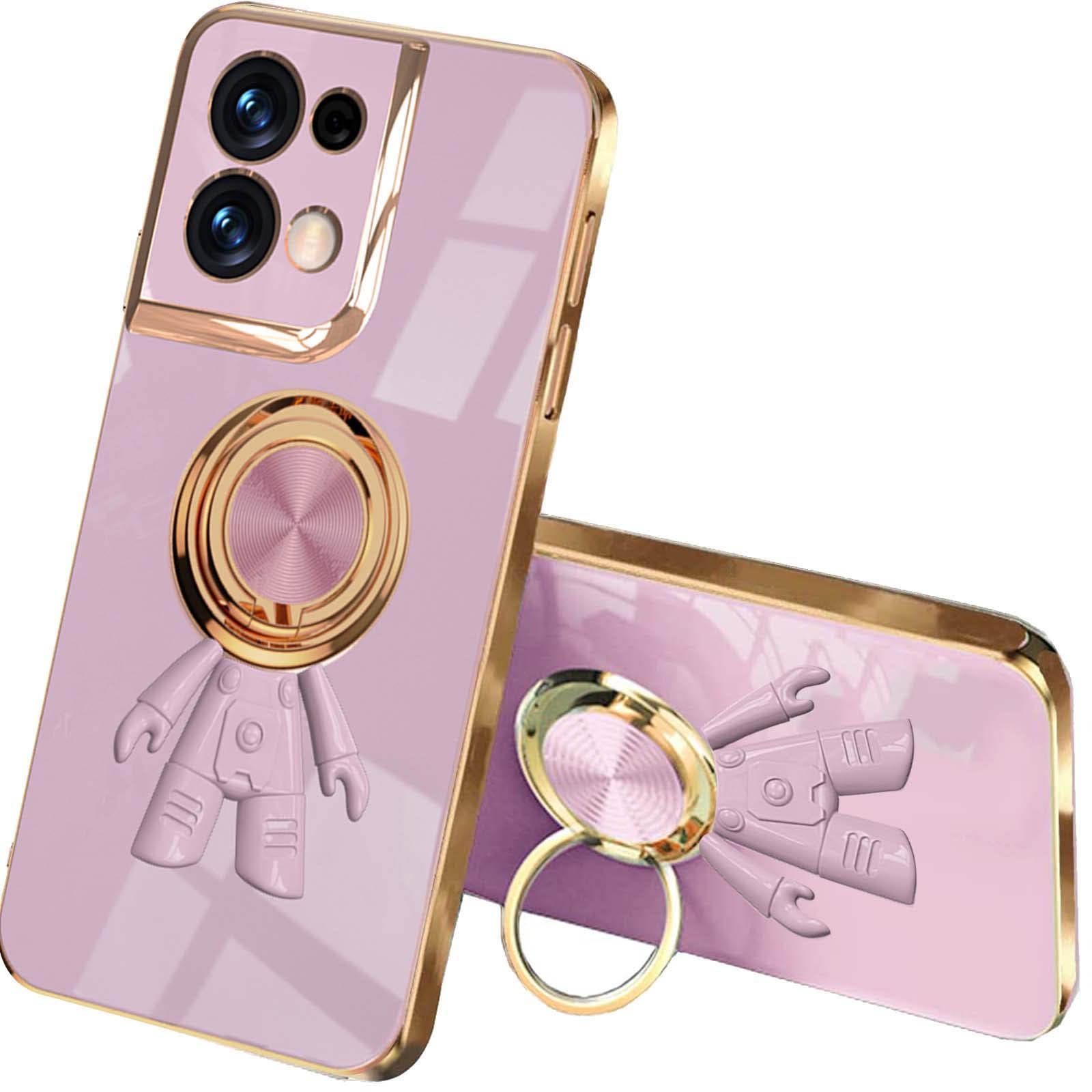 QIYIN Cover per Oppo Reno 8 Pro 5G/Reno8 Pro 5G, Custodia Ultrasottile Trasparente a Colori Sfumati, Case Antiurto per Assorbimento Degli Urti con Paraurti in TPU Morbido (Rosa+Viola