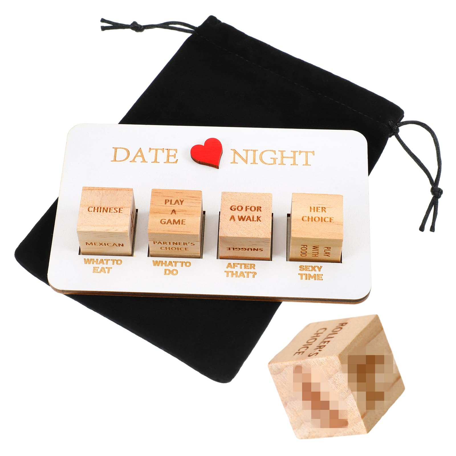 Wenqik Date Night Dice Game, Wooden Couple Date Night Dice Romantic Wood Couple Date Night Dice