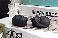 Vista 51 de QINJIEJIE Gato de obsidiana negra, decoración de Halloween, cristales y piedras curativas, estatua de piedra de gatos dormidos, escultura de piedras