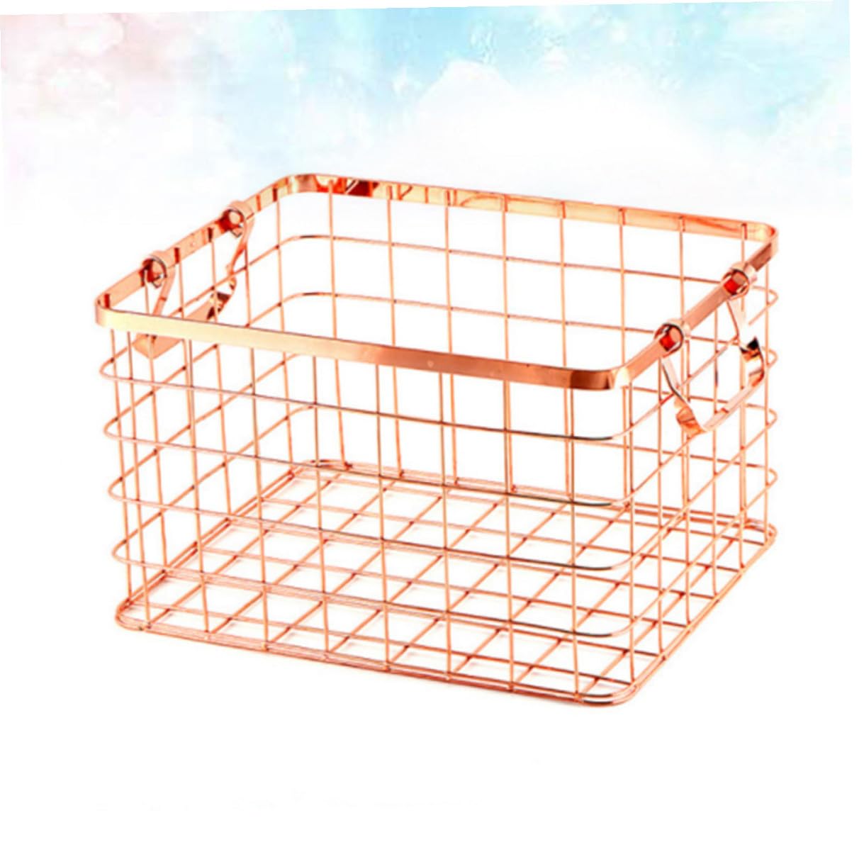 Cesta de Almacenamiento de Hierro Dorado Asa, Estilo Nórdico, Flexible y Multifuncional para Guardar Libros y Objetos Hogar