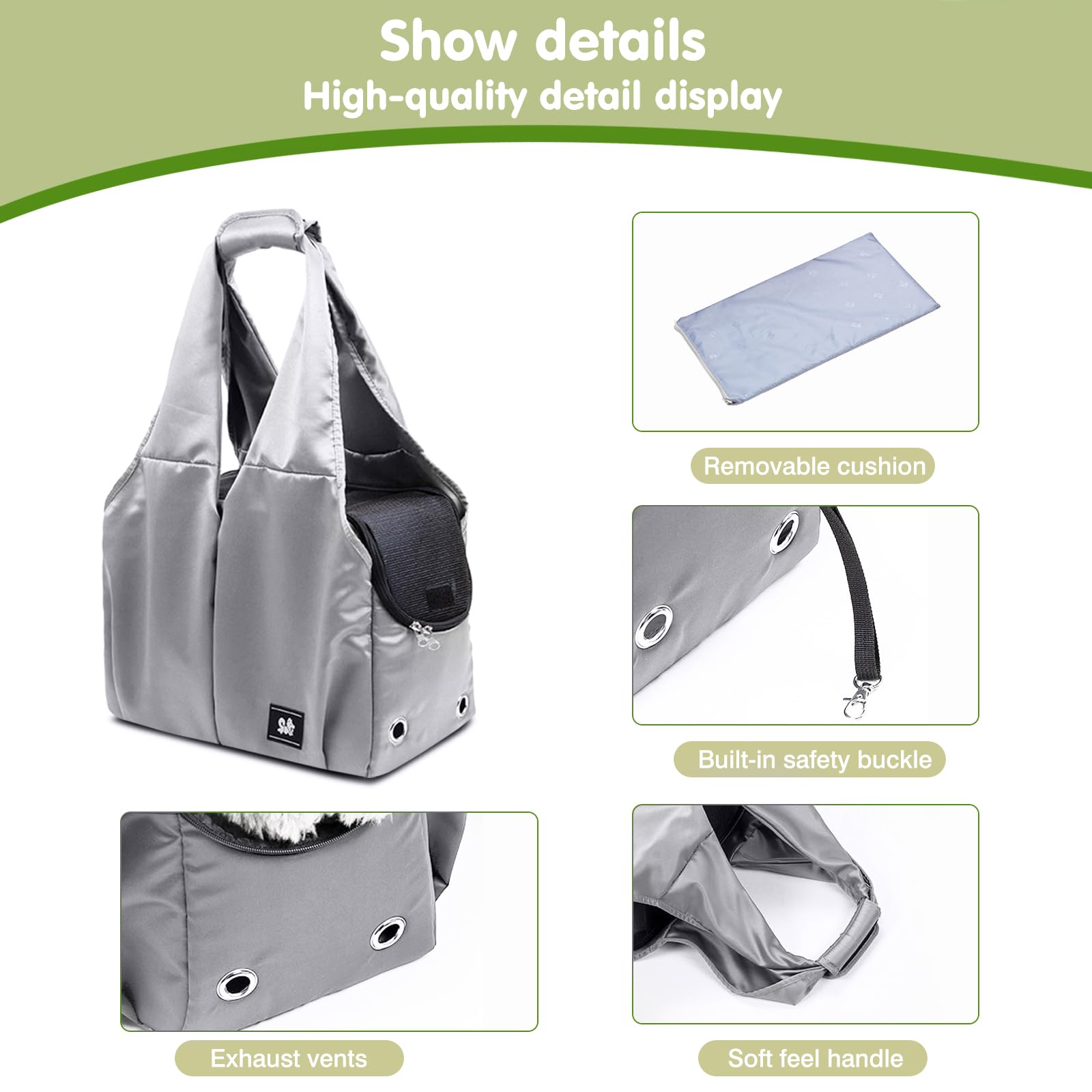 PETCUTE Sac Transport Chat Chien,Respirant Sac de Transport en Bandoulière pour Animal de Compagnie avec Tapis Solide,Souple Sac de Transport pour Chat Chien avec Sangle de Sécurité Interne