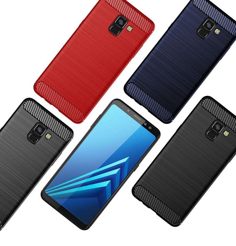 Image of Hybrid Carbon Fiber Back Case for Samsung Galaxy A8 Plus 2018 (Blue)