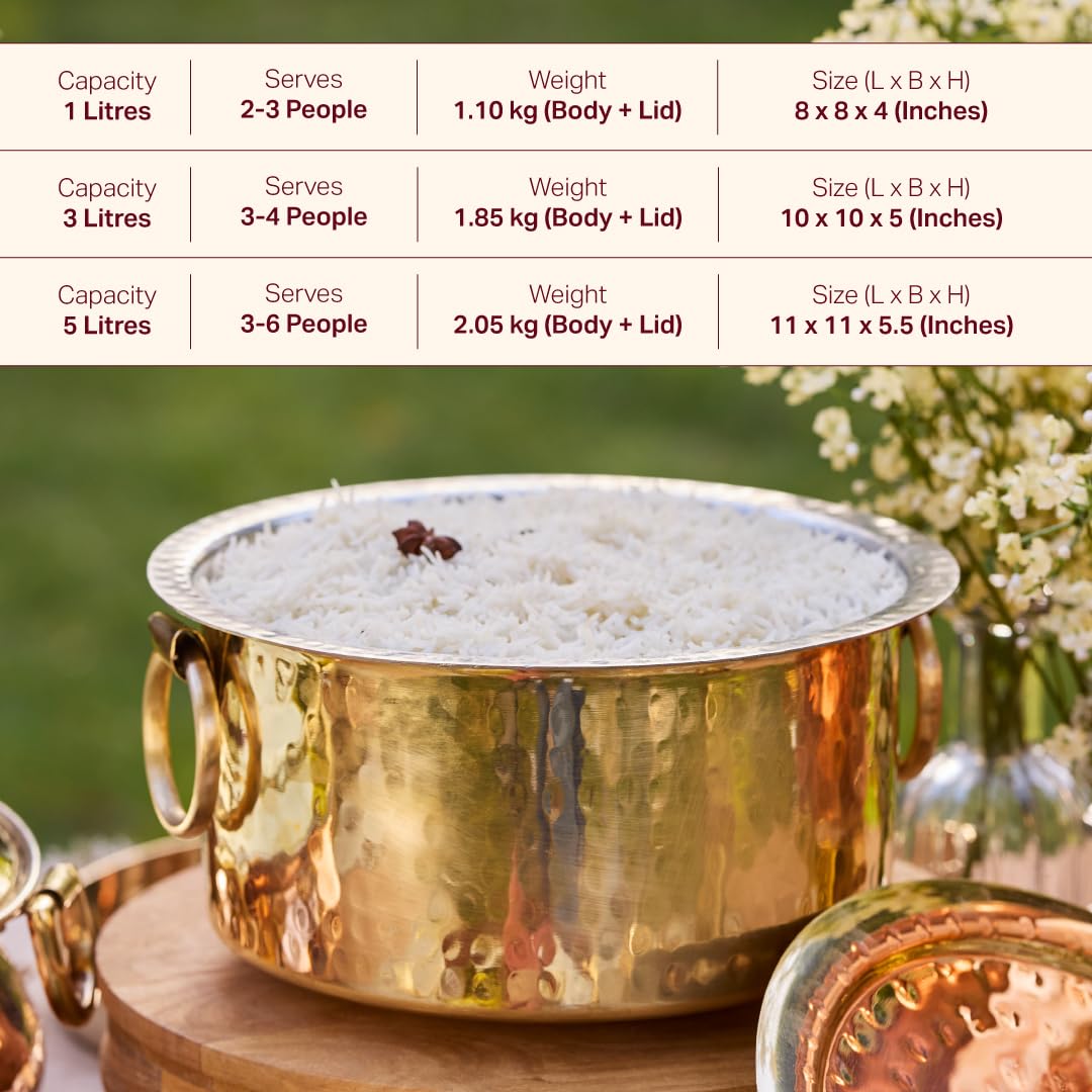 Brass Patila - 1L Cooking Pot | Pure Brass Handi -3 Brass Patila - 1L Cooking Pot | Pure Brass Handi -3