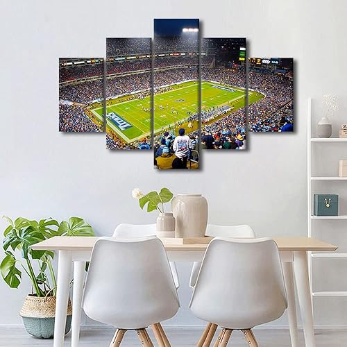 Vista 119 de Cuadros de estadios deportivos de fútbol americano de Minnesota, cuadros de vikingos, 5 paneles, lienzo para pared, arte de pared del estadio
