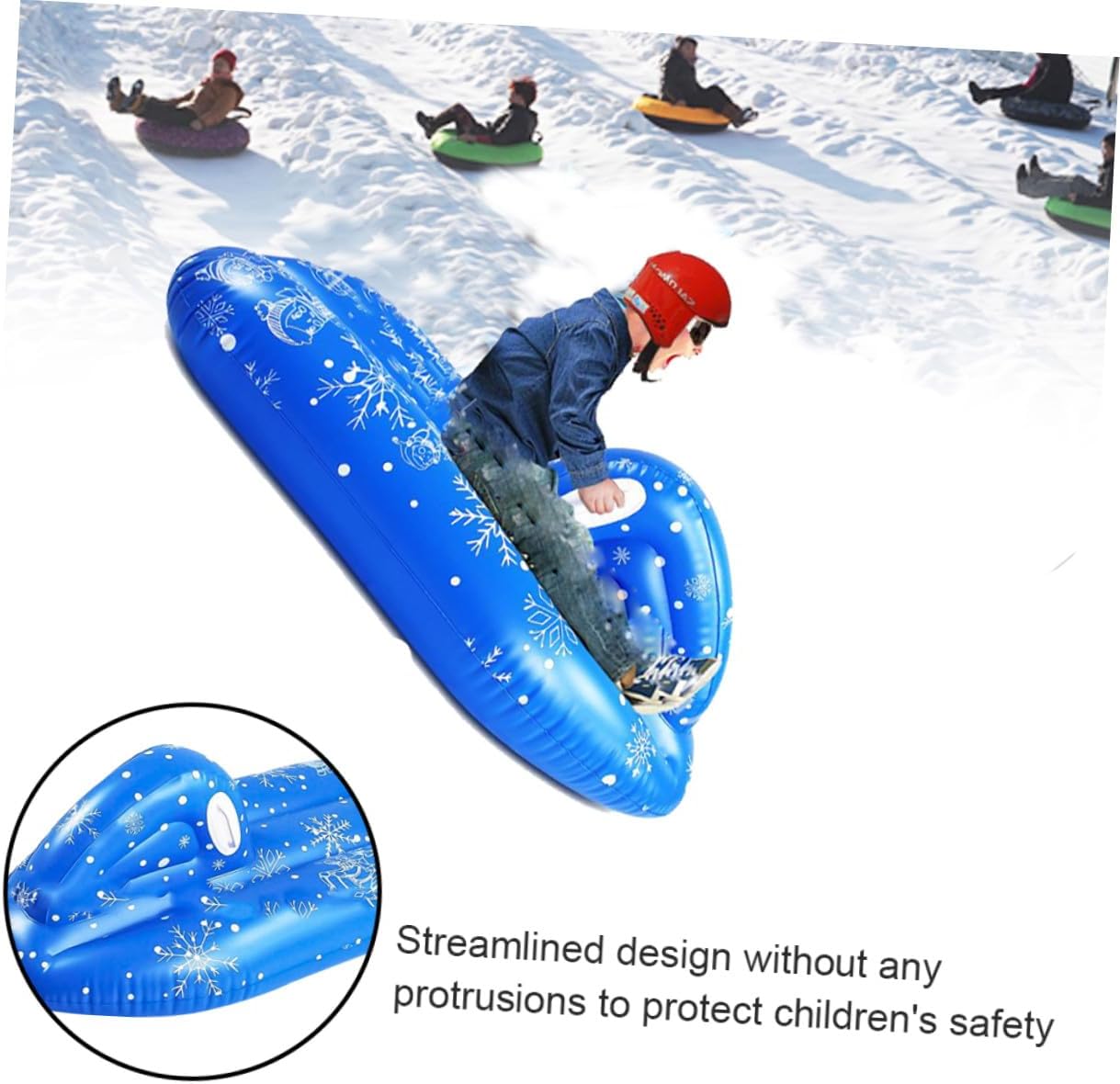 Inflatable PVC Snow Tube and Snow Skiing Sled Winter with Heavy-Duty Cold-Resistant Material for Outdoor Sledding