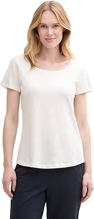 Tom Tailor Damen Basic T-Shirt mit Logo-Print