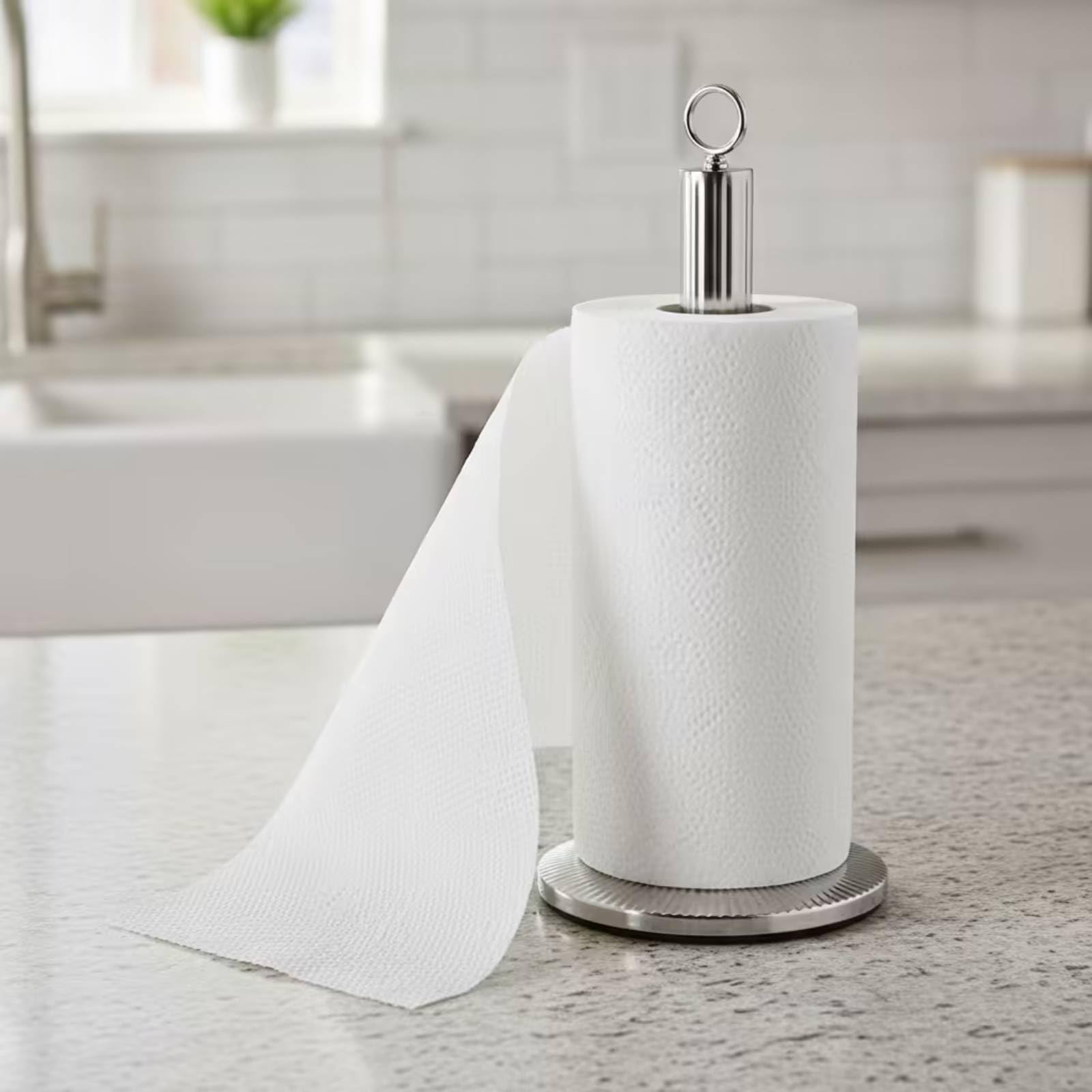 Amagogo Portarrollos de Cocina Soporte Dispensador Organizador con Bucle para Transporte Fácil y Diseño Que Eleva Apto para Encimera de Cocina Comedor Espacios Pequeños