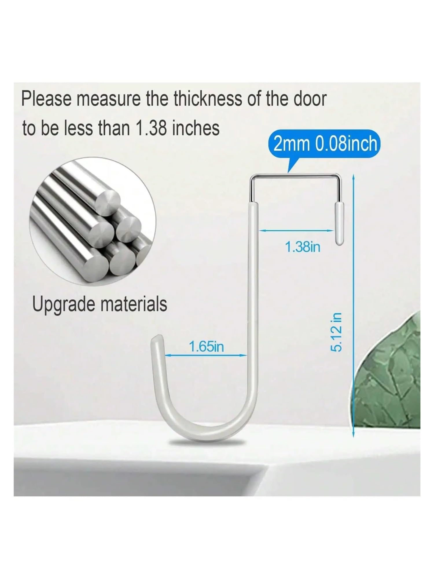 Ganchos para colgar en la puerta Colgadores de puerta, superficie de goma suave que evita arañazos, puerta resistente for baño, sala de estar, percha for ropa.(6-white)