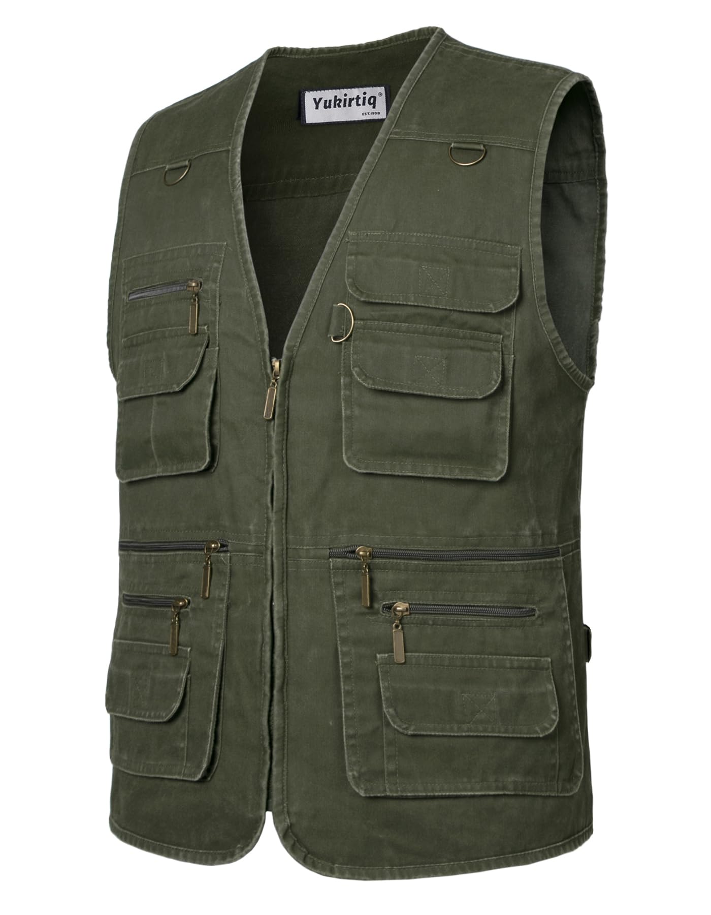 Yukirtiq Herren Angeln Weste ärmellos Freizeit Jagd Herrenwesten Sommer Trekking Wander Weste Reporterwesten Safari Weste mit Vielen Taschen