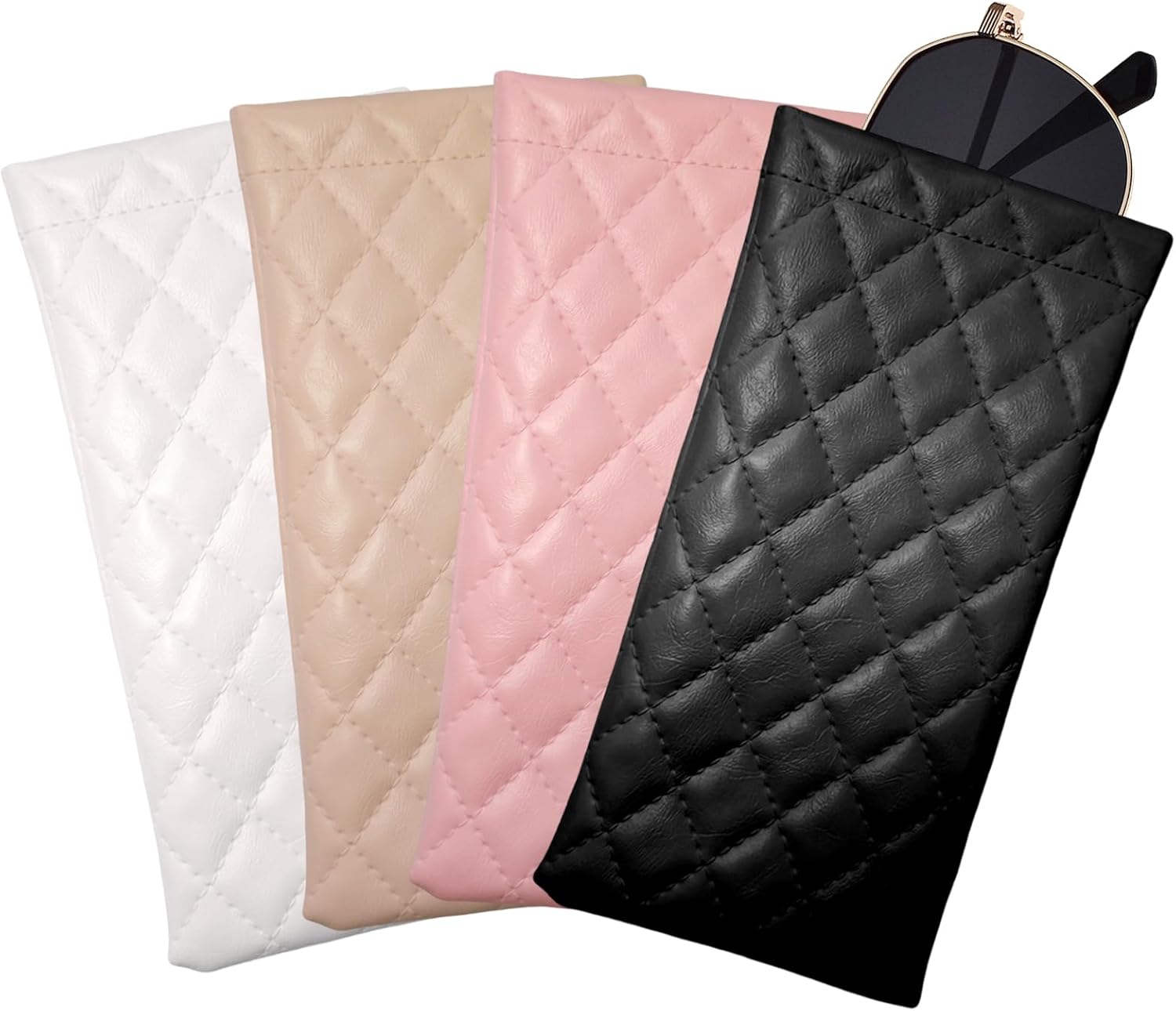 4 Pcs PU Leather Waterproof Sunglasses...