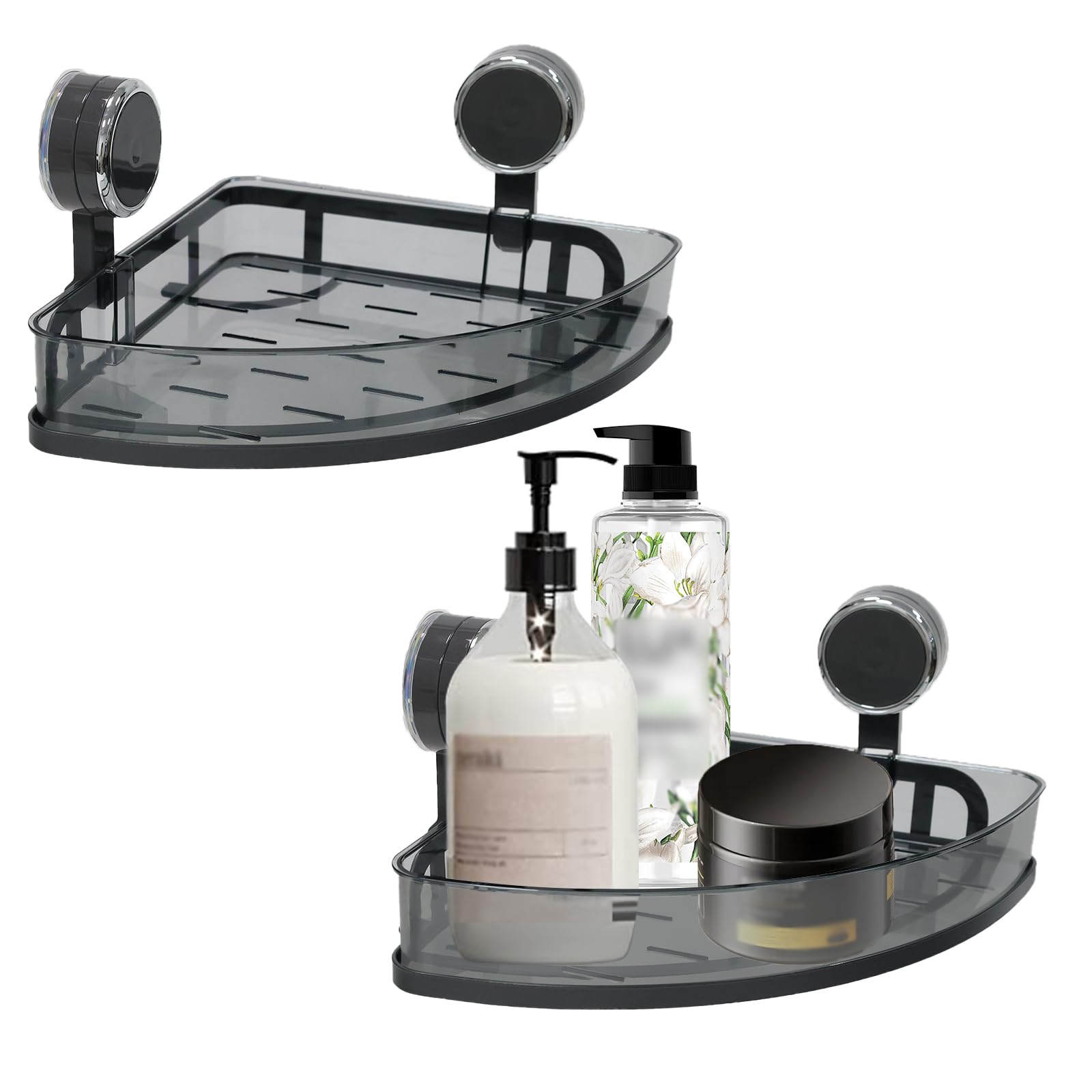 Shower Caddy 2 Pack Bathroom Shelves Powerful Suction Cup Corner Shower Shelf Bathroom Organizers and Storage Baskets with