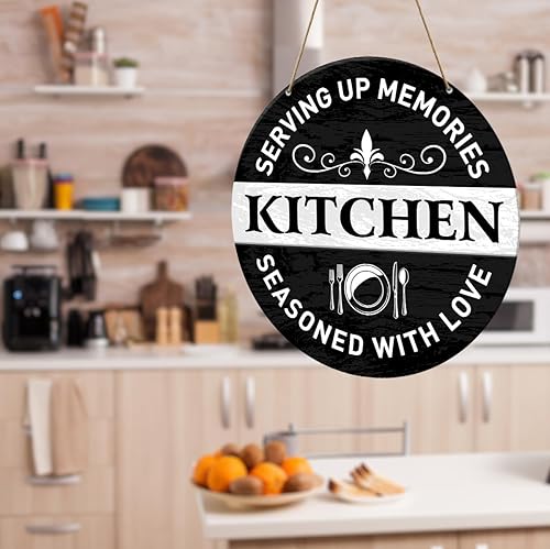 Miniatura 5 de Letrero de decoración de cocina en blanco y negro, decoración de pared del hogar para cocina, comedor, decoración rústica de cocina de campo,