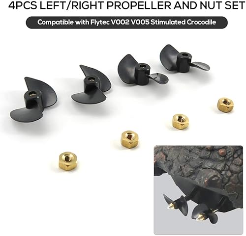 Miniatura 2 de GoolRC Juego de 4 piezas de hélice y tuerca izquierda y derecha para barco RC compatible con Flytec V002 V005 con cabeza de cocodrilo estimulada