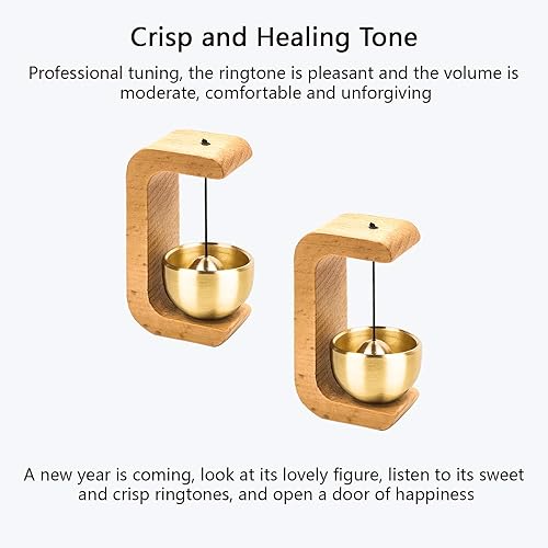 Miniatura 5 de Campana decorativa dorada para apertura de puerta, timbre magnético de madera con campana de latón, campanilla colgante de entrada ideal para pared,