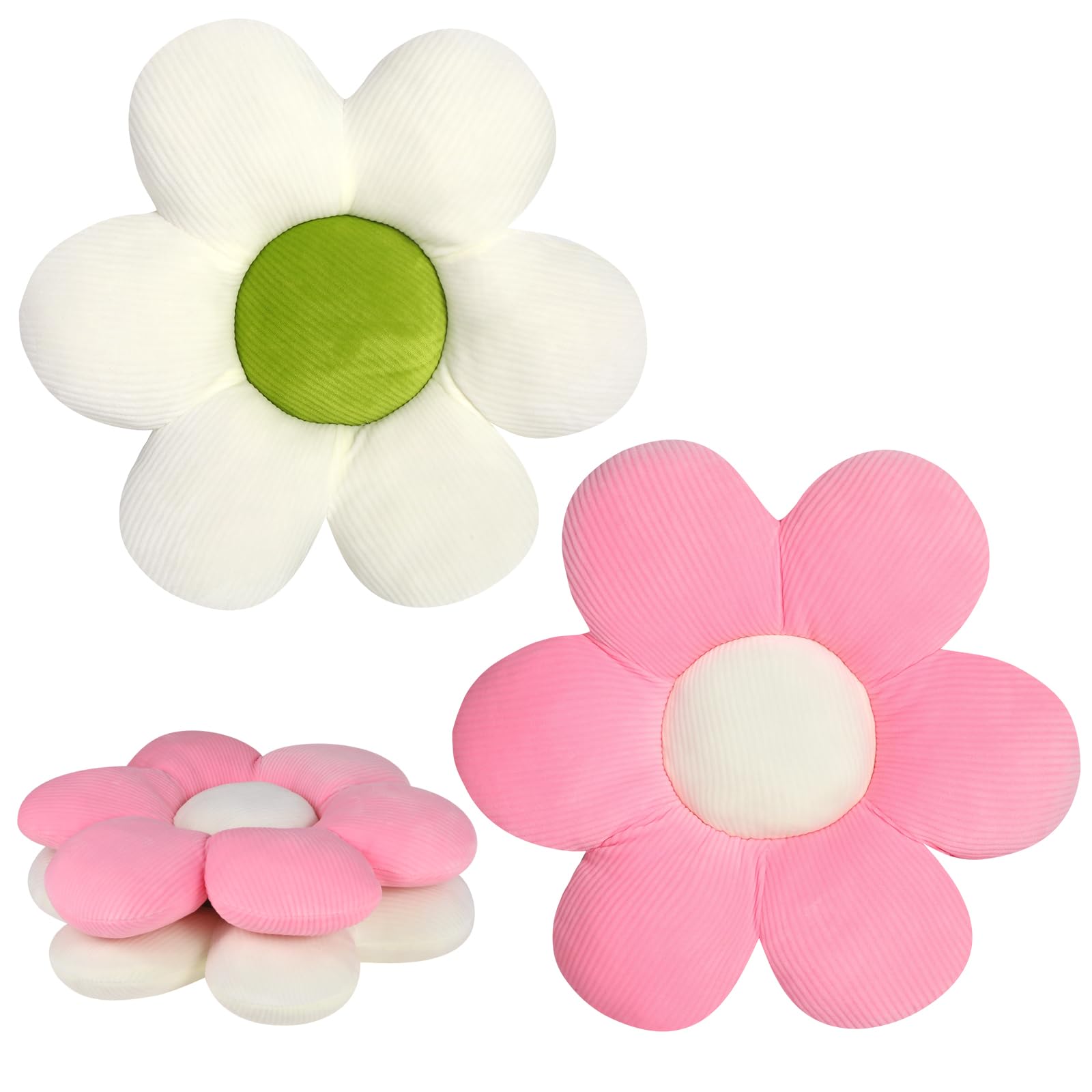 QKURT 2 Pcs Flower Pillows, Flower Shaped Cushion Floor Chair Seat Pad,Fluffy Soft Petal Cushion