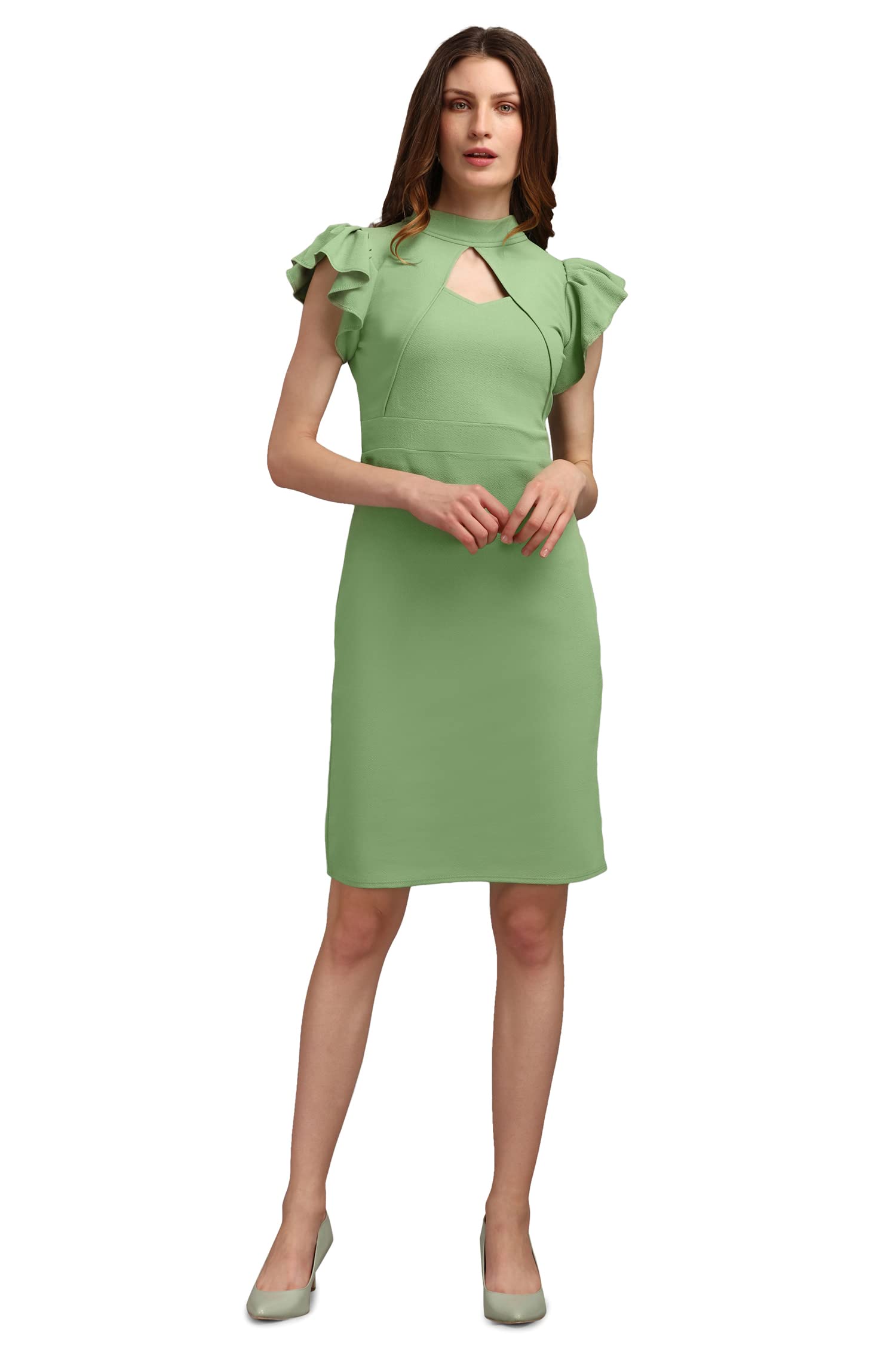 Purvaja Womens Bodycon Above Knee Length Dress (Ruby-316-Parrot_Parrot_Small)