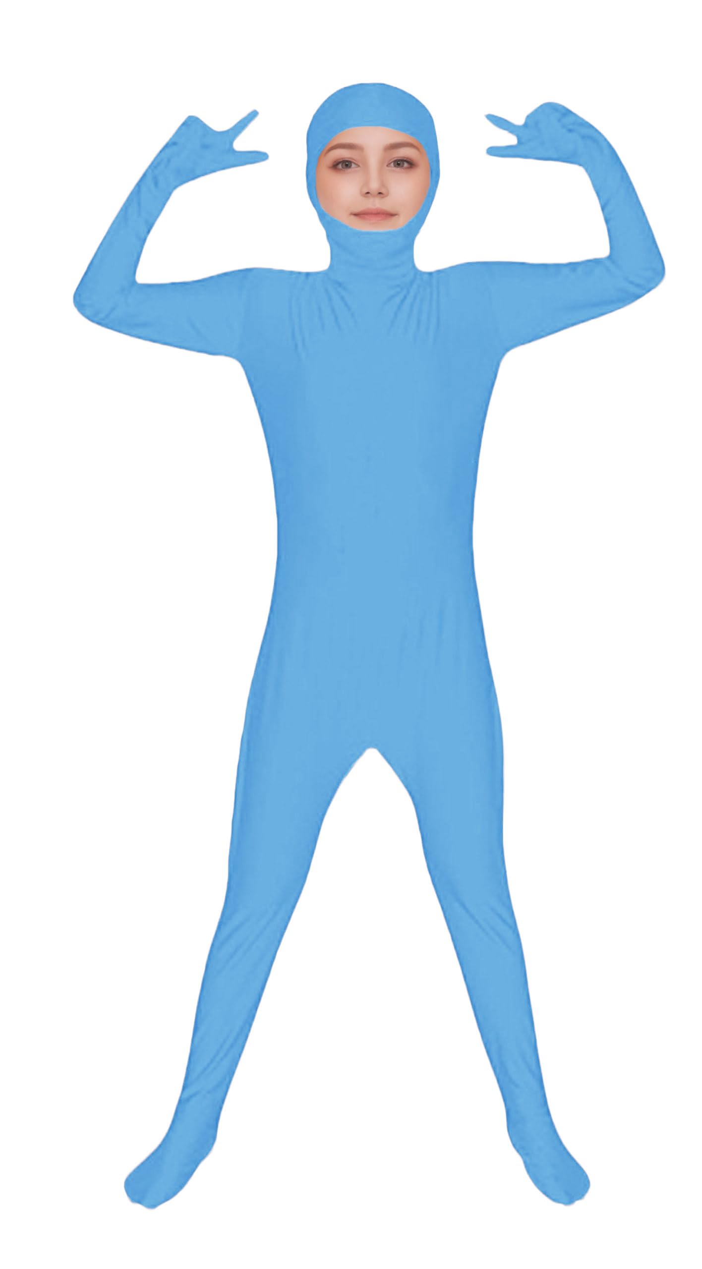 Kids High Stretch Spandex Halloween Cosplay Bodysuit Costume Open Face Unitard Child Full Body Skin Suit Zentai Suit