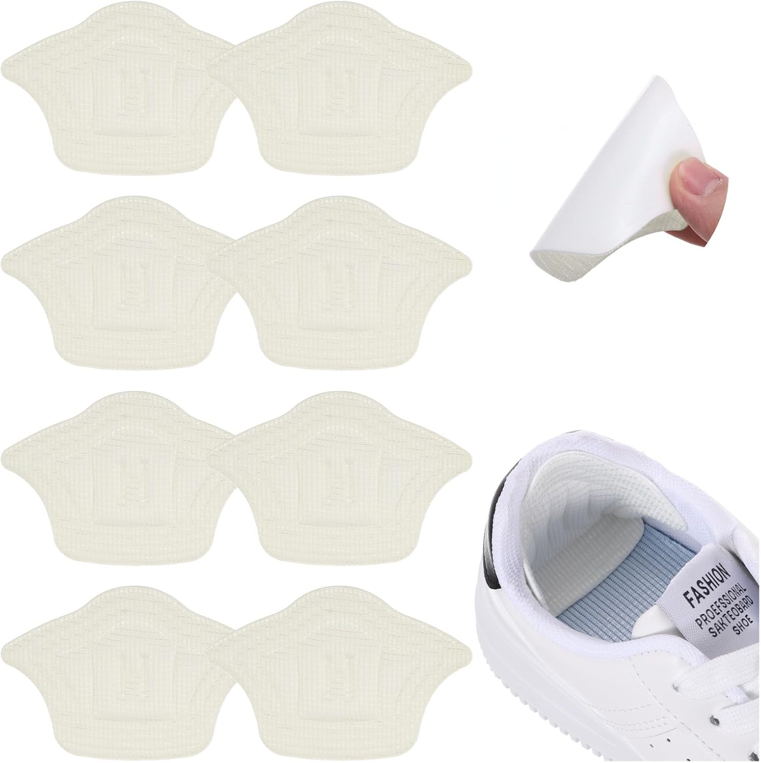PATIKIL Sponge Heel Pads, 4 Pairs Heel Protectors Anti Slip Heel Grips Liner Cushions Comfort Shoe Heel Inserts for Loose Shoes Men Women Too Big, Beige Thin