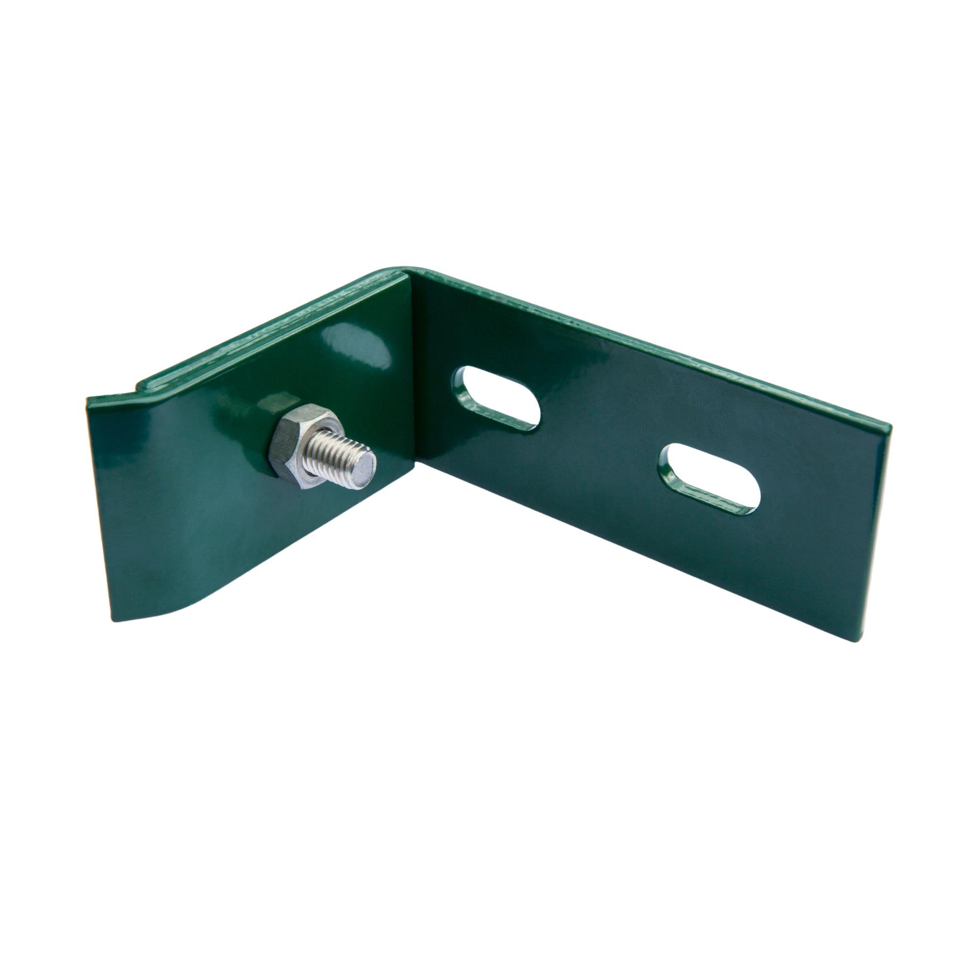 Wandanschlusswinkel Doppelstabmattenzaun RAL6005 Moosgrün 100 x 65 mm 10er | Langlöcher für flexible Montage I 4 mm Materialstärke