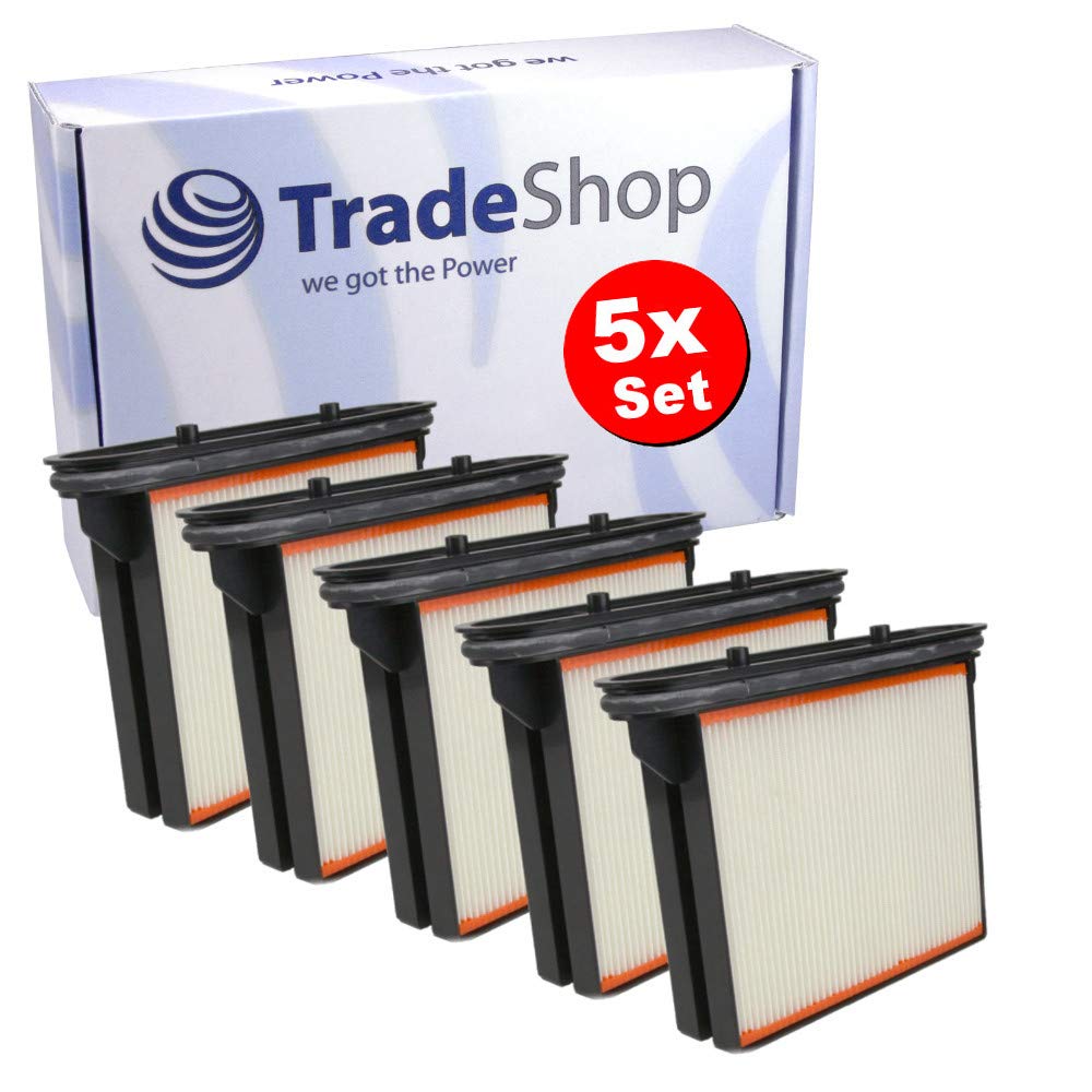 Trade-Shop 5X Polyester-Faltenfilter Filter Filter-Kassette Filter-Kartusche für Eibenstock DSS 1250 DSS 25A DSS 35M iP DSS 50A DSS 50M